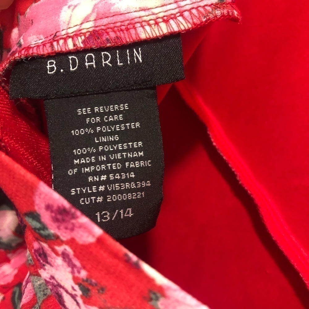 B Darlin Floral Open Back Bell Sleeve Mini Dress 13/14 - Picture 11 of 11